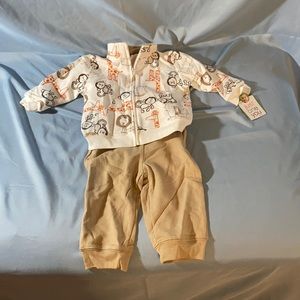 Sweatshirt, onesie and pants outfit